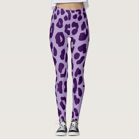 Halloween Leopard Print Paarse & Lavendel Leggings (Voorkant)