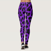 Halloween Leopard Print Zwart & Donker Violet Leggings (Achterkant)