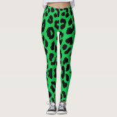 Halloween Leopard Print Zwart & Groen Leggings (Voorkant)