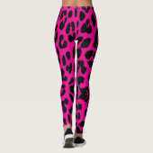 Halloween Leopard Print Zwart & Hot Pink Leggings (Achterkant)