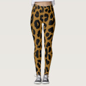 Halloween Leopard Print Zwart & Lichtbruin Leggings (Voorkant)