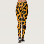 Halloween Leopard Print Zwart & Sinaasappel Leggings (Achterkant)