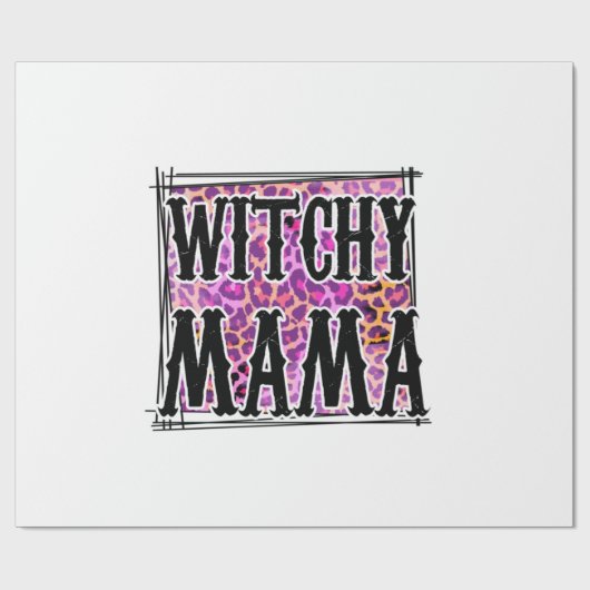 Halloween Leopard Witchy Mama Birthday Cadeaupapier (Vlak)