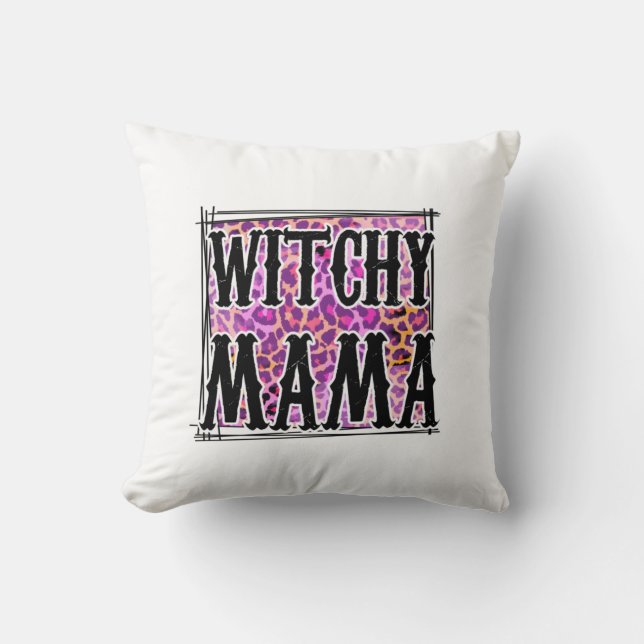 Halloween Leopard Witchy Mama Birthday Kussen (Voorkant)