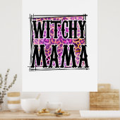 Halloween Leopard Witchy Mama Birthday Poster (Keuken)