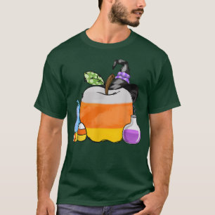 Halloween leraar Apple Candy Corn Pet Witch Back T-shirt
