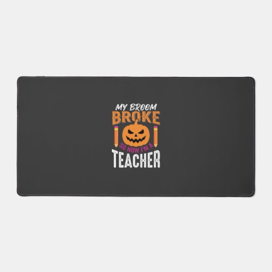 Halloween Leraar Bezem Gebroken Pompoen Ontwerp Bureaumat (Voorkant)