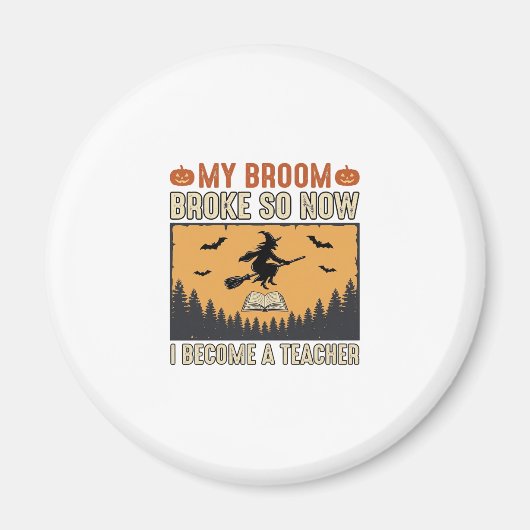 Halloween Leraar Bezem Gebroken Vintage Ontwerp_1 Magneet (Voorkant)
