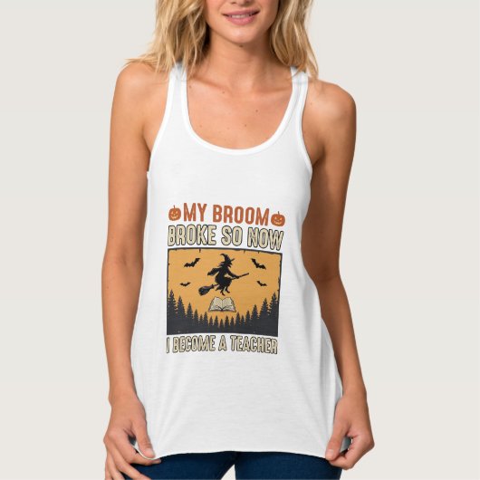 Halloween Leraar Bezem Gebroken Vintage Ontwerp_1 Tanktop (Voorkant)