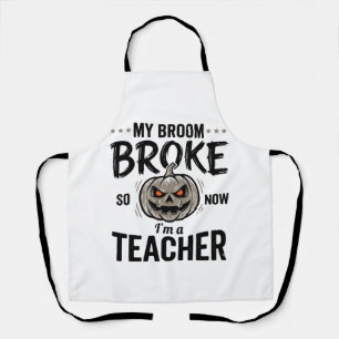 Halloween Leraar Bezem Gebroken Vintage Pompoen De Schort