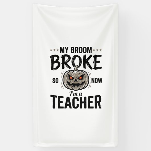 Halloween Leraar Bezem Gebroken Vintage Pompoen De Spandoek (Verticaal)