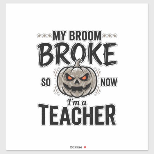 Halloween Leraar Bezem Gebroken Vintage Pompoen De Sticker (Vel)
