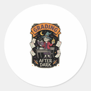 Halloween Leraar Cijfers geven in het Donker Ronde Sticker