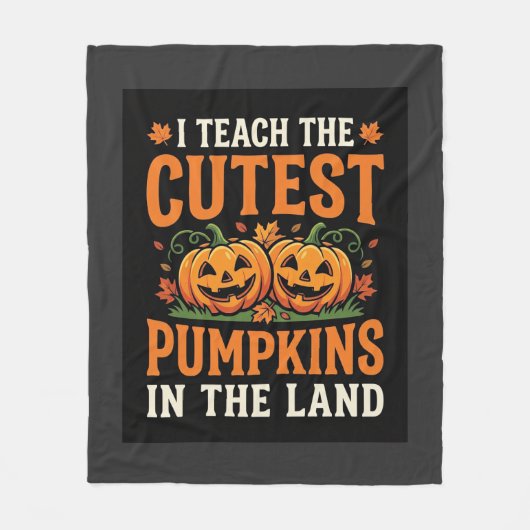 Halloween Leraar Cute Pompoenen Ontwerp_1 Fleece Deken (Voorkant)