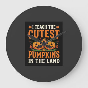 Halloween Leraar Cute Pompoenen Ontwerp_1 Grote Klok