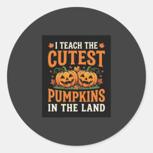 Halloween Leraar Cute Pompoenen Ontwerp_1 Ronde Sticker