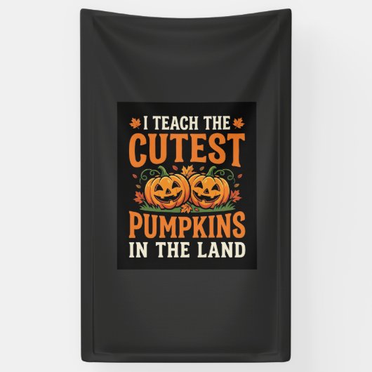 Halloween Leraar Cute Pompoenen Ontwerp_1 Spandoek (Verticaal)