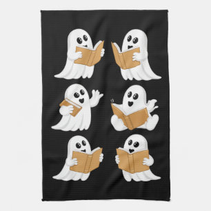 Halloween Leraar Geest Leest Boeken Bibliothecaris Theedoek