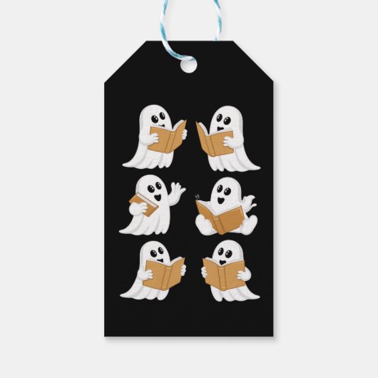 Halloween leraar geest lezen boeken bibliothecaris cadeaulabel (Achterkant)