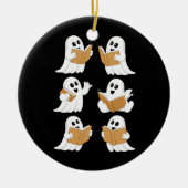 Halloween leraar geest lezen boeken bibliothecaris keramisch ornament (Voorkant)