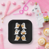 Halloween leraar geest lezen boeken bibliothecaris papieren bordje (Feest)