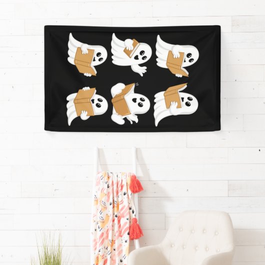 Halloween leraar geest lezen boeken bibliothecaris spandoek (Insitu)