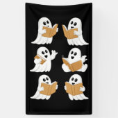 Halloween leraar geest lezen boeken bibliothecaris spandoek (Verticaal)