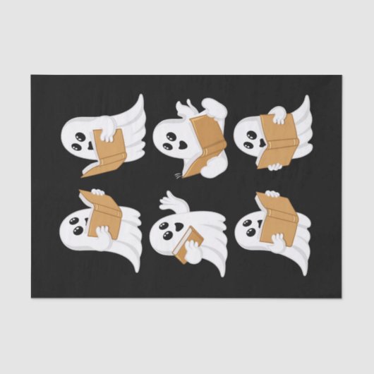 Halloween leraar geest lezen boeken bibliothecaris tissuepapier (Voorkant)