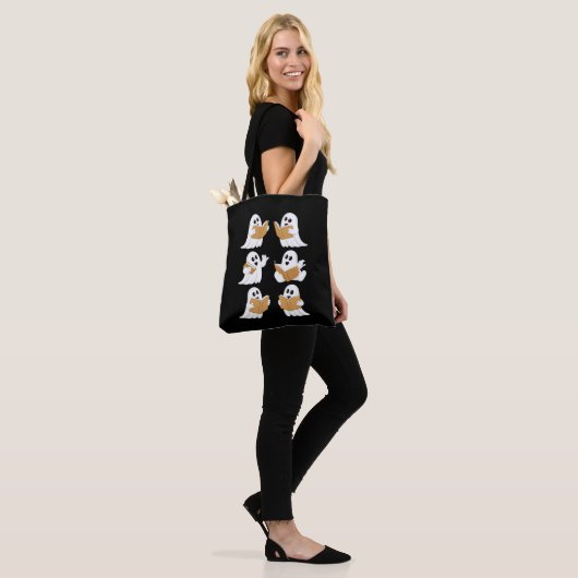 Halloween leraar geest lezen boeken bibliothecaris tote bag (Op model)
