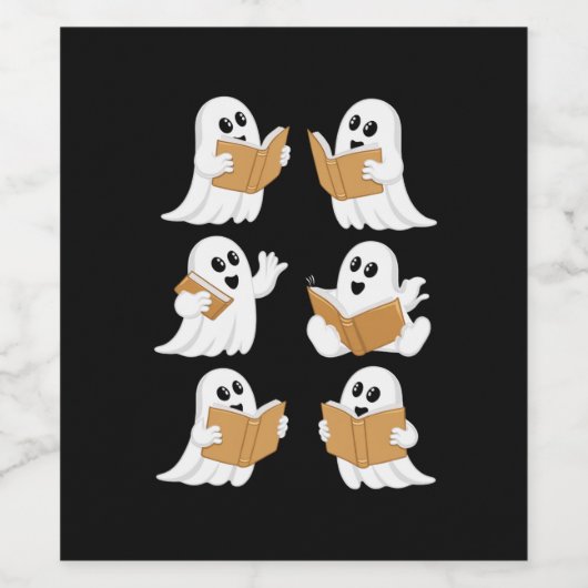 Halloween leraar geest lezen boeken bibliothecaris wijn etiket (Enkel label)