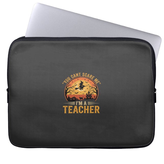 Halloween Leraar Heks Kat Ontwerp Laptop Sleeve (Voorkant)