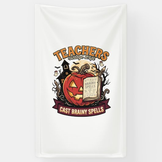 Halloween Leraar Hersenen Magie Spandoek (Verticaal)