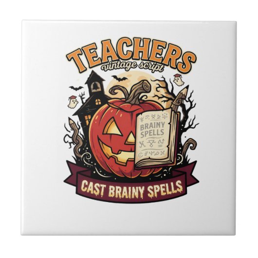 Halloween Leraar Hersenen Magie Tegeltje (Voorkant)