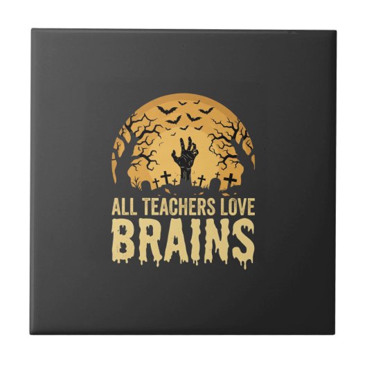 Halloween Leraar Hersenen Tegeltje (Voorkant)