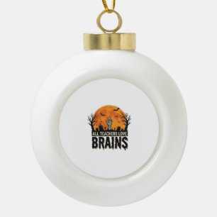 Halloween Leraar Hersenen Vintage Vector Design_1 Keramische Bal Ornament