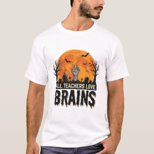 Halloween Leraar Hersenen Vintage Vector Ontwerp_1 T-shirt