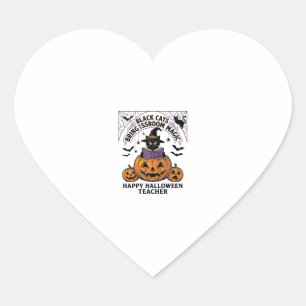 Halloween Leraar Kat Vintage Pompoen Klaslokaal Ma Hart Sticker