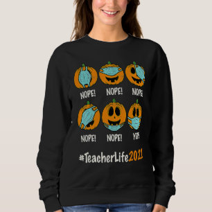 Halloween Leraar Leven 2022 Pompoen Dragend Gezich Trui