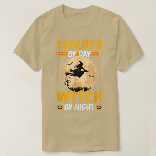Halloween leraar per dag heks per nacht touchpomp t-shirt (Design voorkant)