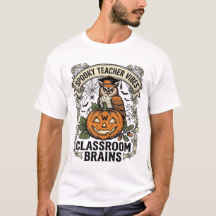 Halloween Leraar Pompoen Uil Vintage School Shirt