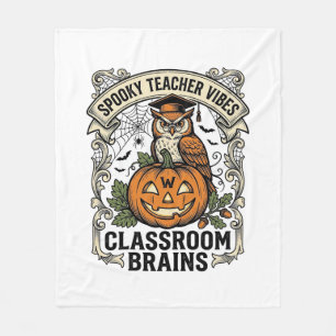 Halloween Leraar Pompoen Uil Vintage School Shirt Fleece Deken