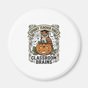 Halloween Leraar Pompoen Uil Vintage School Shirt Magneet
