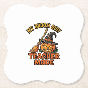 Halloween Leraar Shirt Grappige Bezem Problemen On Kartonnen Onderzetters