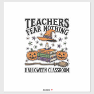 Halloween Leraar Shirt Met Hekserige Boeken_1 Sticker
