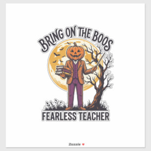 Halloween Leraar Shirt Vintage Gravure Pompoen  Sticker