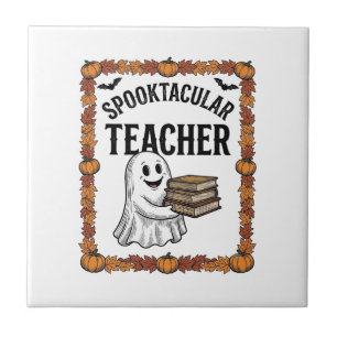 Halloween Leraar Spooktaculair Geest Boeken Vintag Tegeltje