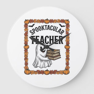 Halloween Leraar Spooktacular Geest Boeken Vintage Grote Klok