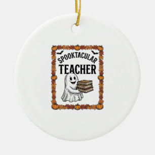 Halloween Leraar Spooktacular Geest Boeken Vintage Keramisch Ornament