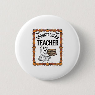 Halloween Leraar Spooktacular Geest Boeken Vintage Ronde Button 5,7 Cm