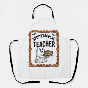 Halloween Leraar Spooktacular Geest Boeken Vintage Schort